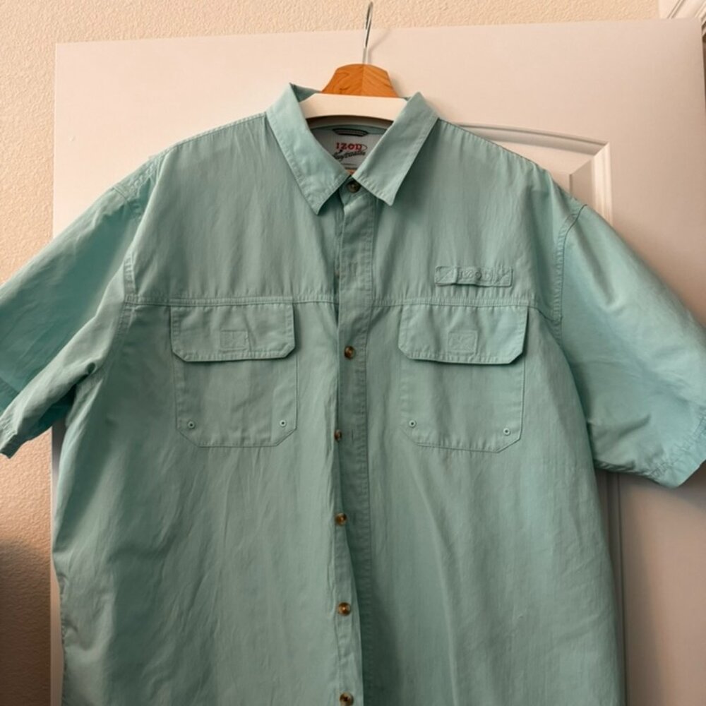 IZOD Saltwater XXL Short Sleeve Button Down Fishing Shirt